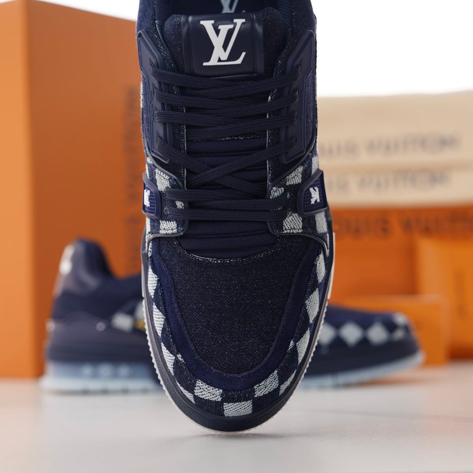 LV Trainer Sneaker Damier Denim Blue for Men 1AIK58 view 13