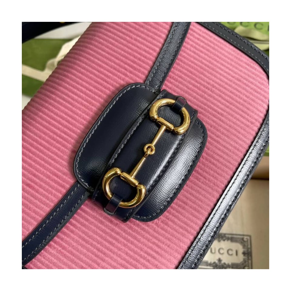 Gucci Horsebit 1955 Small Bag Pink Corduroy view 9
