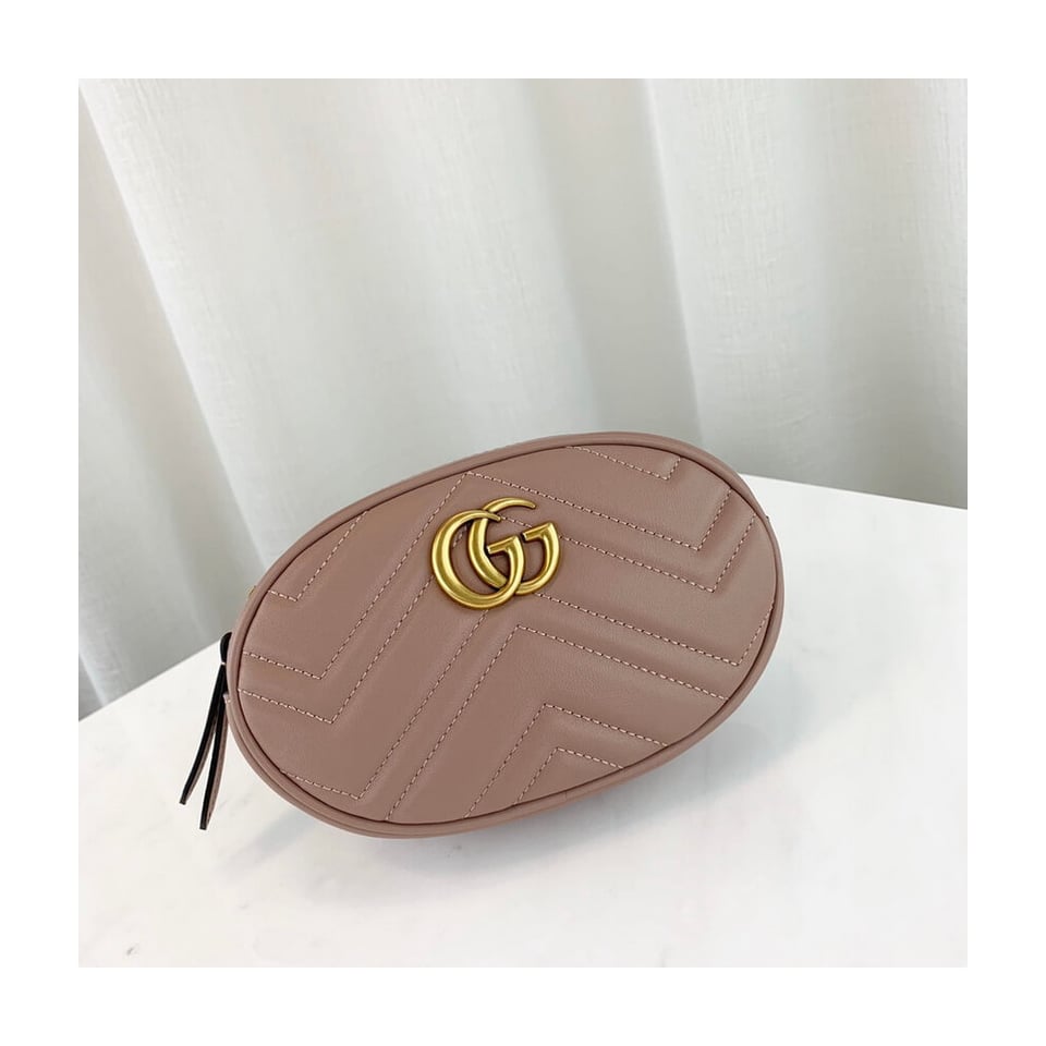 Gucci GG Marmont Matelasse Leather Belt Bag Nude Pink view 7