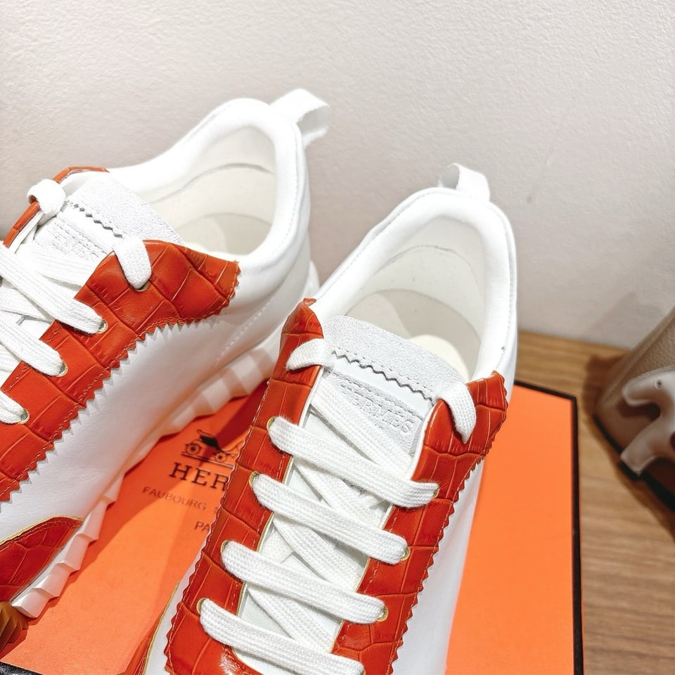 Hermès Day Sneaker White/Orange- Shoes for Men view 8