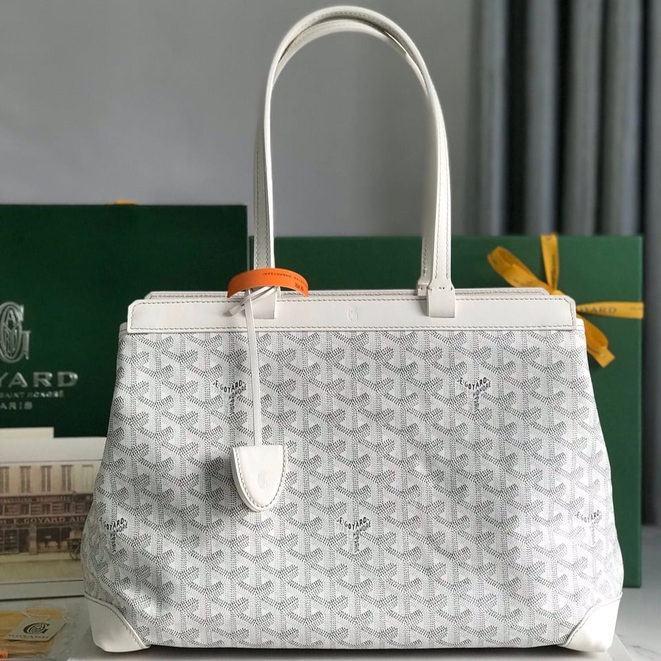 Goyard Bellechasse Biaude Pm Bag 36 Cm White Goyardine Canvas And Calfskin Trim view 11