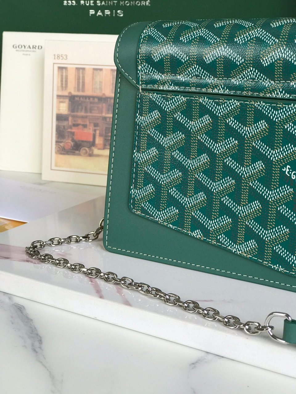 Goyard Duchesse Marie-Caroline Bag 25 Cm Green Goyardine Canvas And Smooth Calfskin view 8