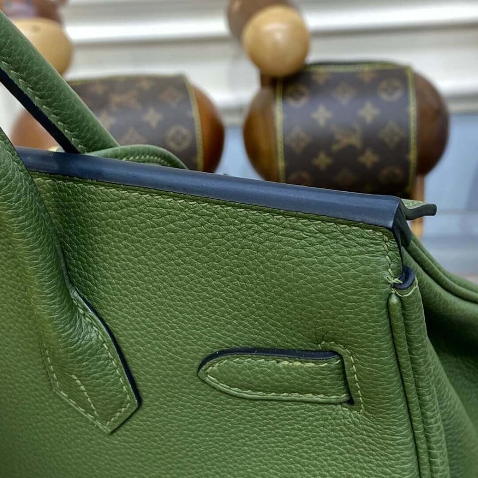 Hermes Birkin 30 Bag Vert Foret Gold Hardware Togo Leather view 10