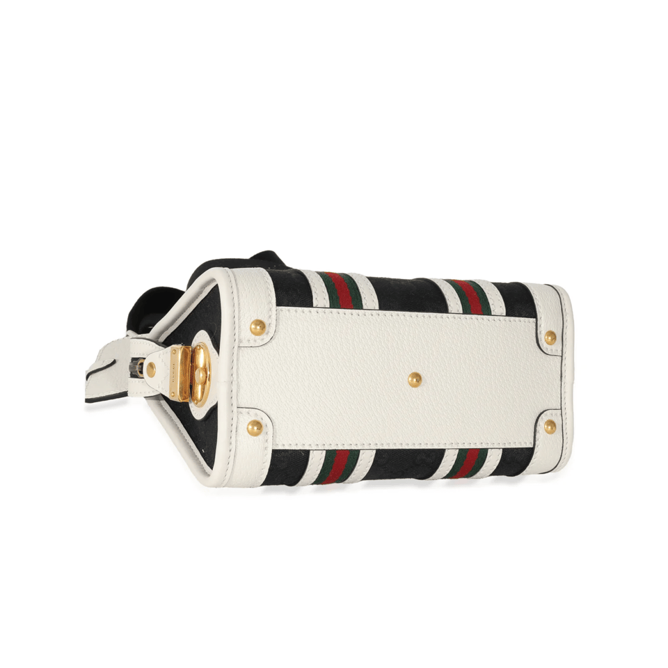 Gucci Black White Canvas Mini Double G Top Handle Bag 22cm/8.6in view 5