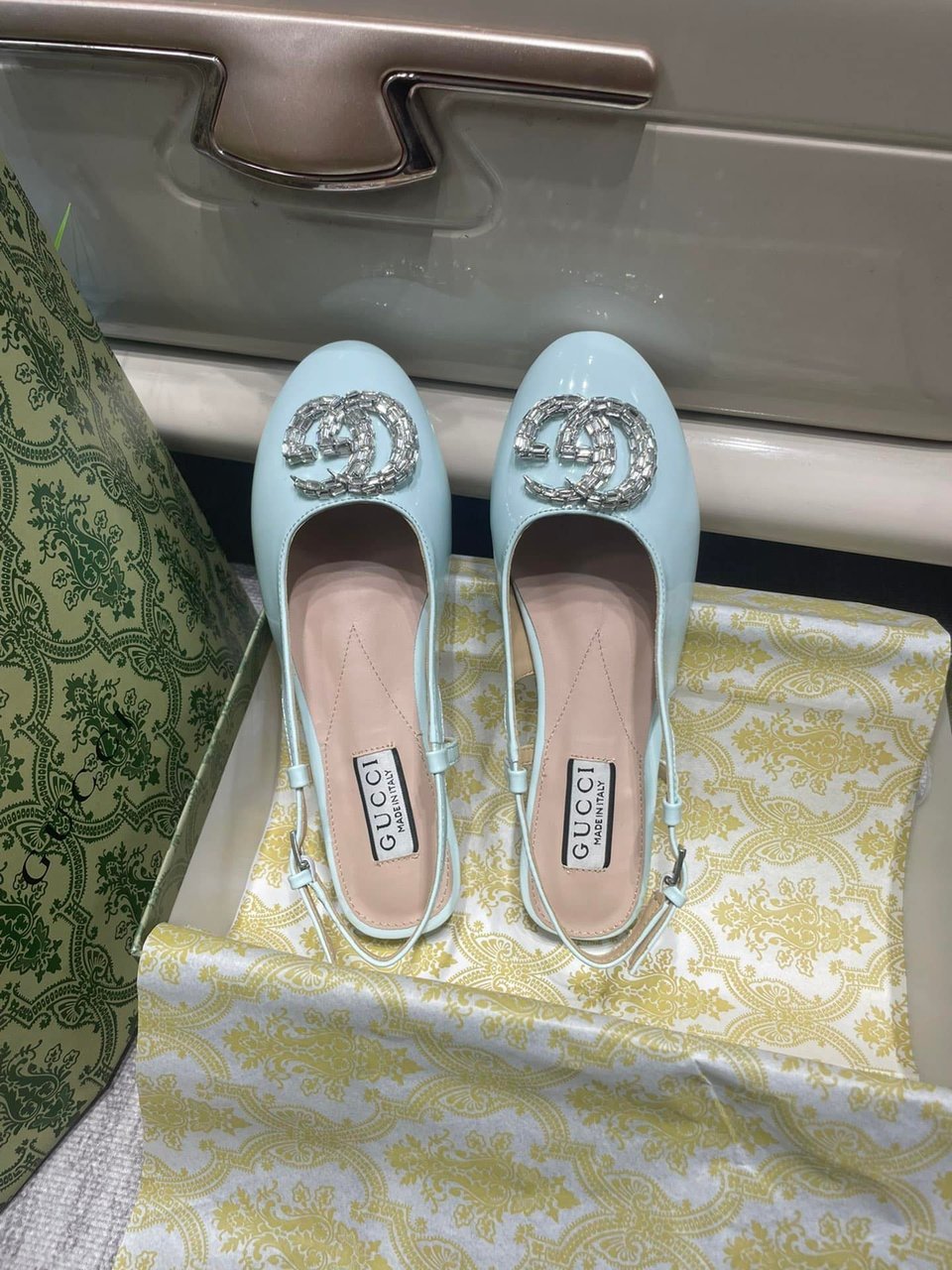 Gucci Women’S Ballerina With Double G Pale Green 762765 Bnc00 3401 view 3