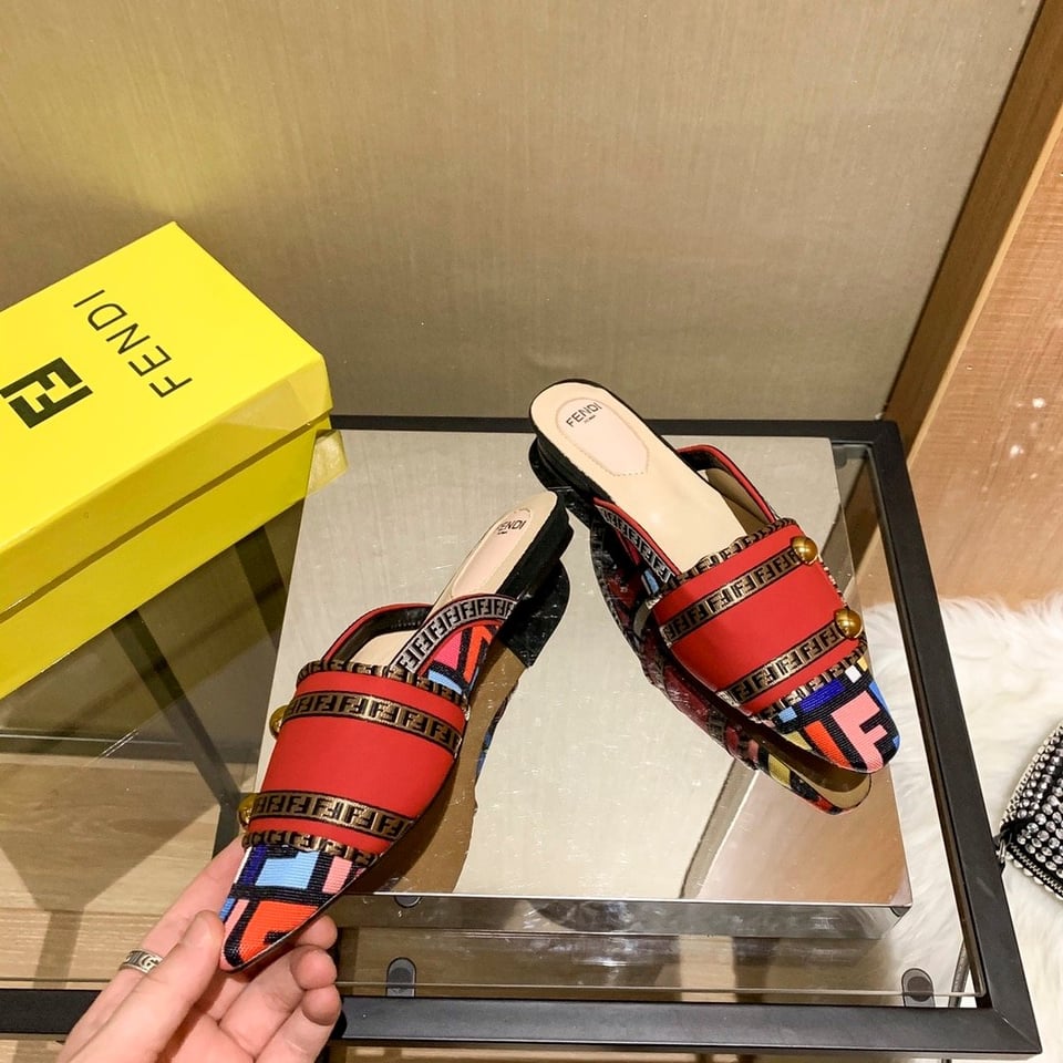 Fendi Flat Loafers Ff White Strap Red view 9