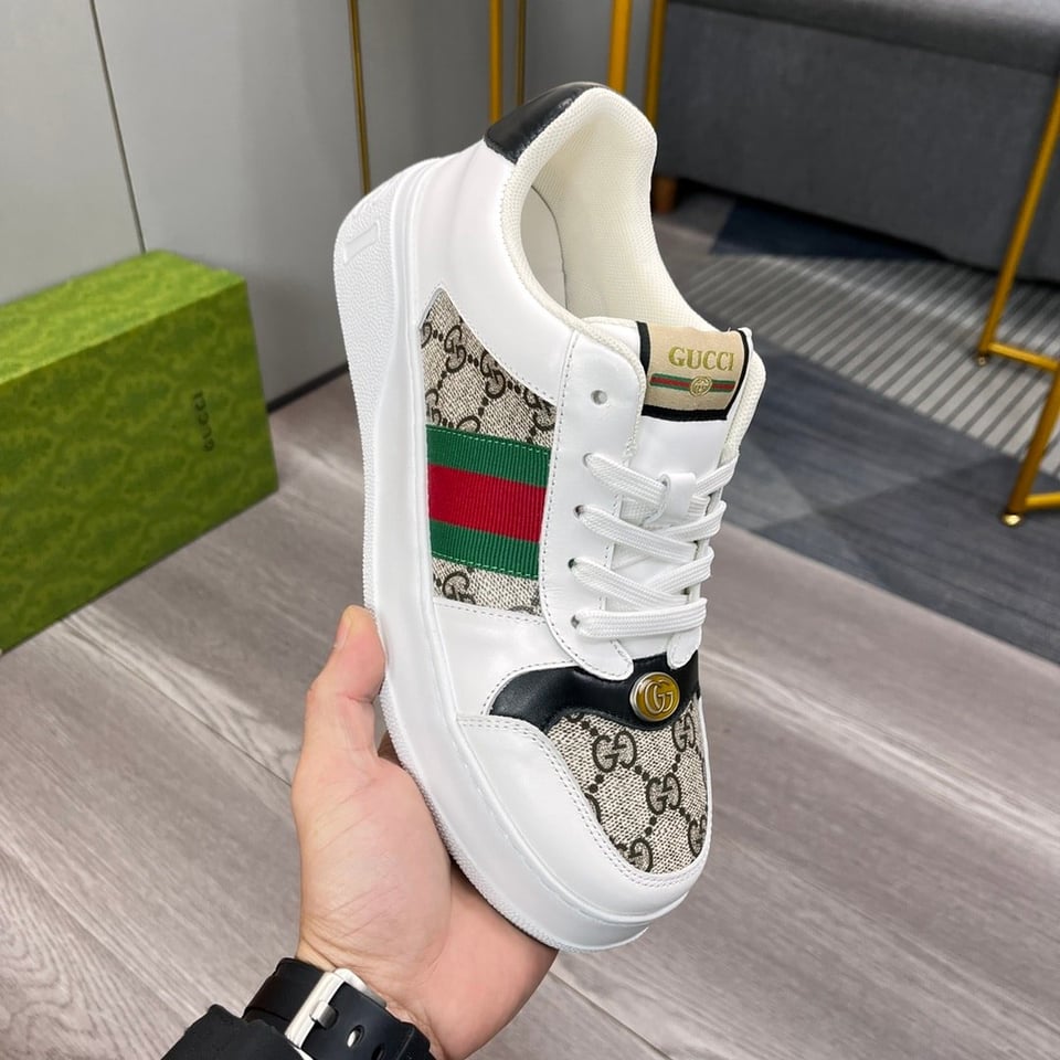 Gucci Screener Sneaker Gg Canvas With Web White view 11