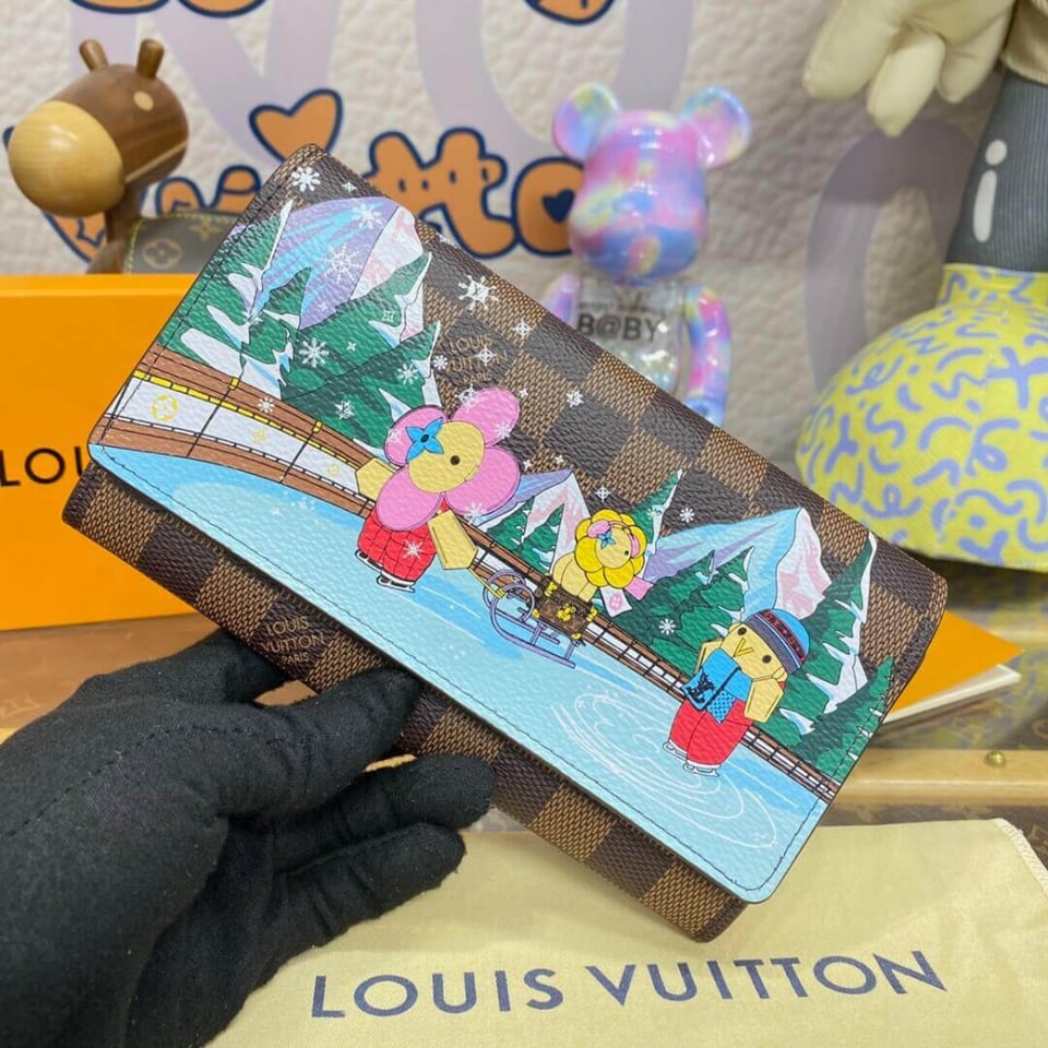 Louis Vuitton Vivienne Sailing Damier Ebene Sarah Wallet Pink view 5
