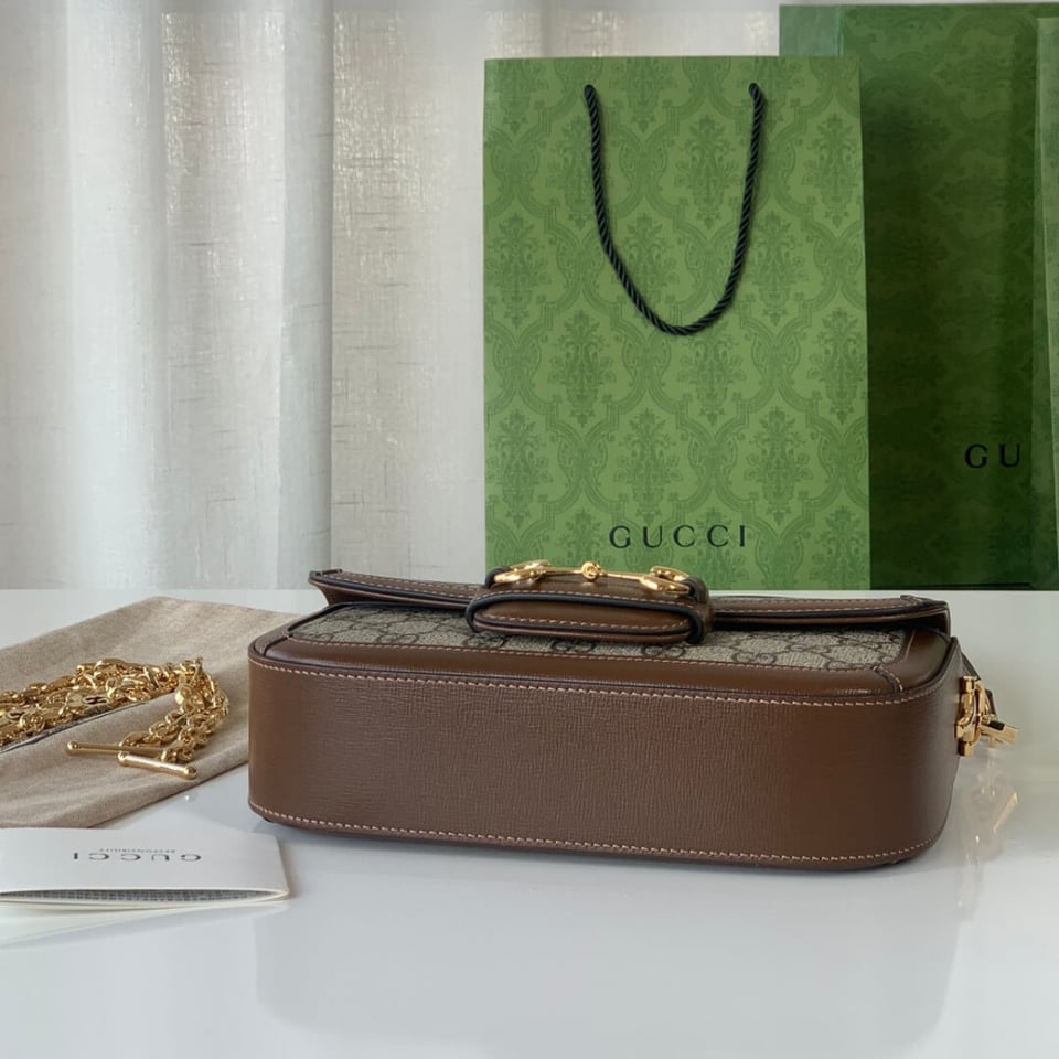 Gucci Horsebit 1955 GG Supreme Canvas Should Bag Brown view 12