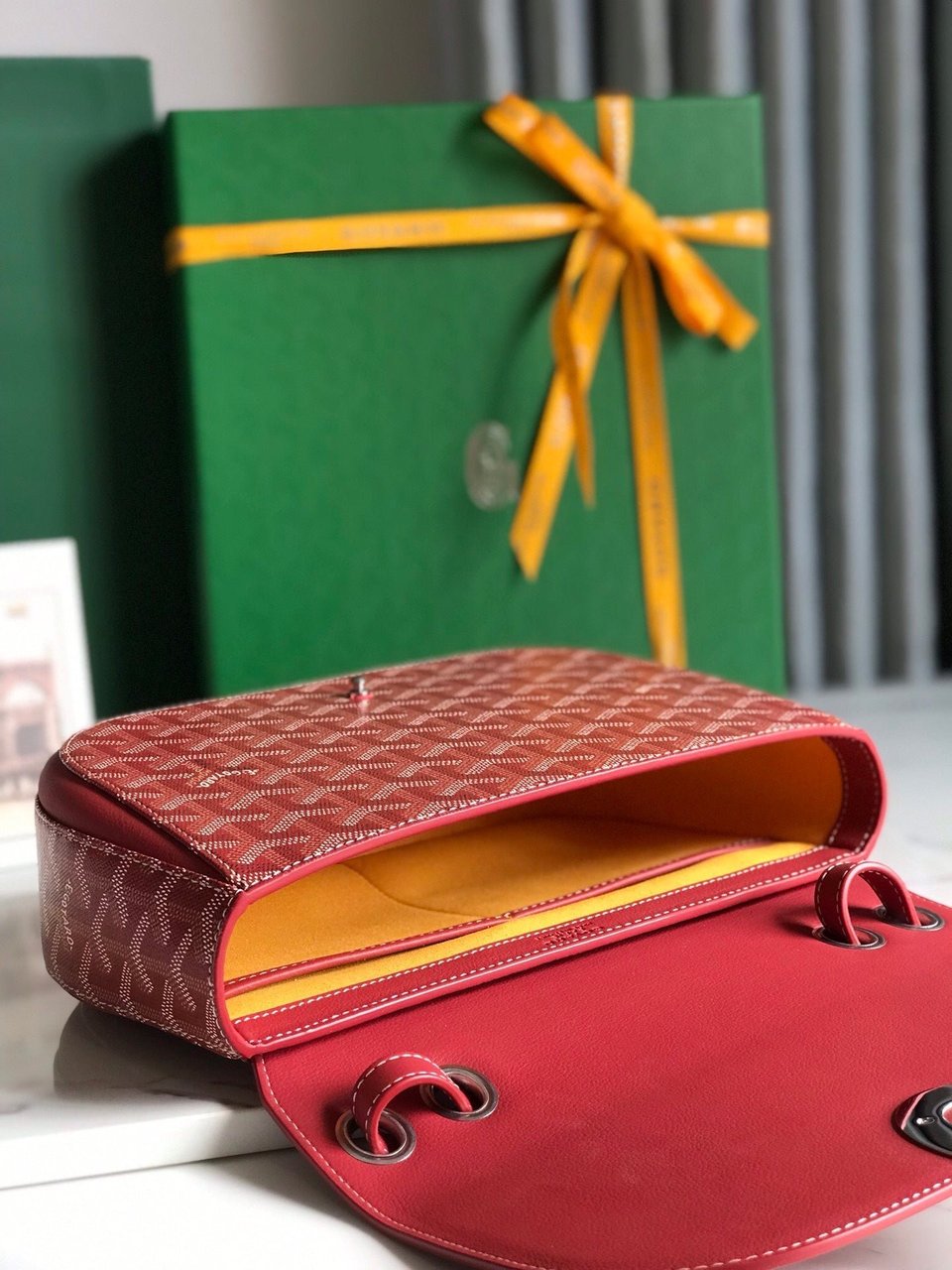 Goyard 233 Bag 25 Cm Classic Red Calfskin And Goyardine Canvas view 4