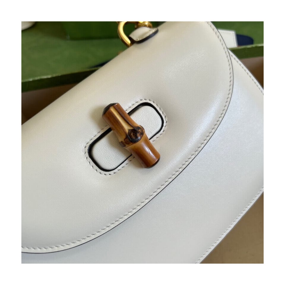 Gucci Small Top Handle Bag with Bamboo White view 9