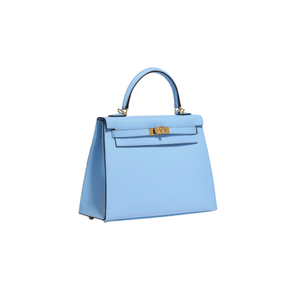 Hermes Kelly 25 Bag In Blue Celeste Gold Buckle Leather For Women 25cm/10in view 3