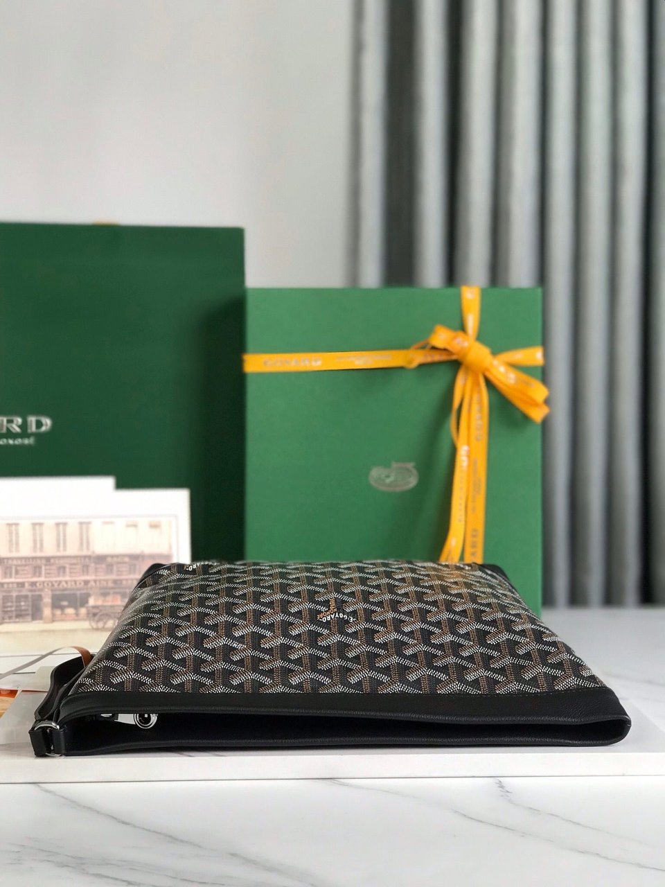 Goyard Conti Pouch 24 Cm Black Lambskin And Goyardine Canvas view 4