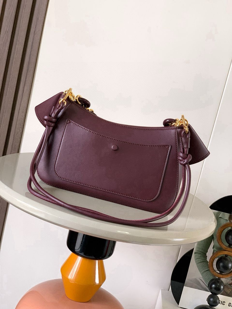LOEWE Burgundy Medium Leather Ola Shoulder Bag view 4