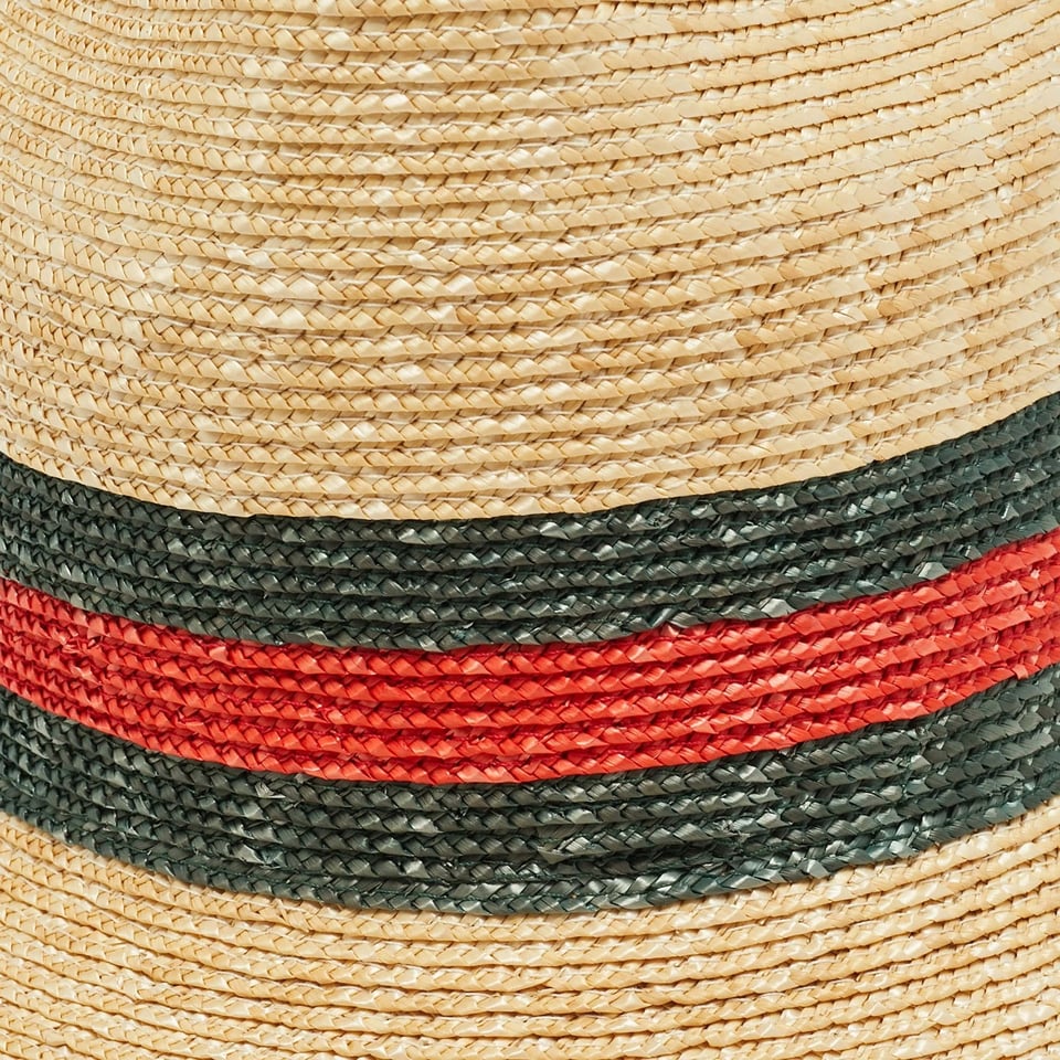 Gucci Woven Fabric Hat With Web Light Beige Unlined 876257 3HBMB 9666 view 4