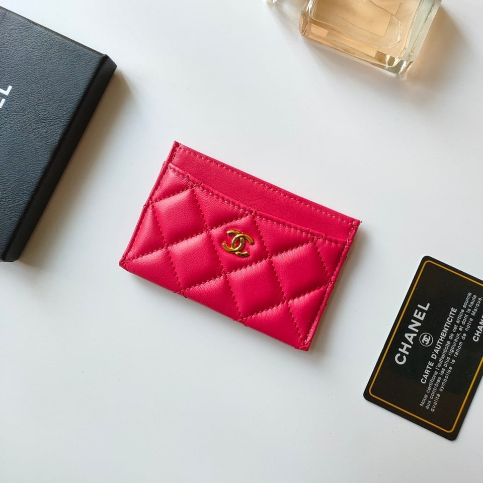 Chanel Card Holder 11.2 Red Pink Calfskin Gold Icon view 2
