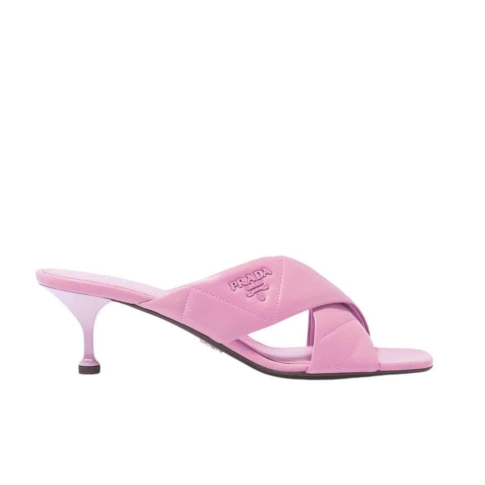 Prada Quilted Leather Mule Pink view 2