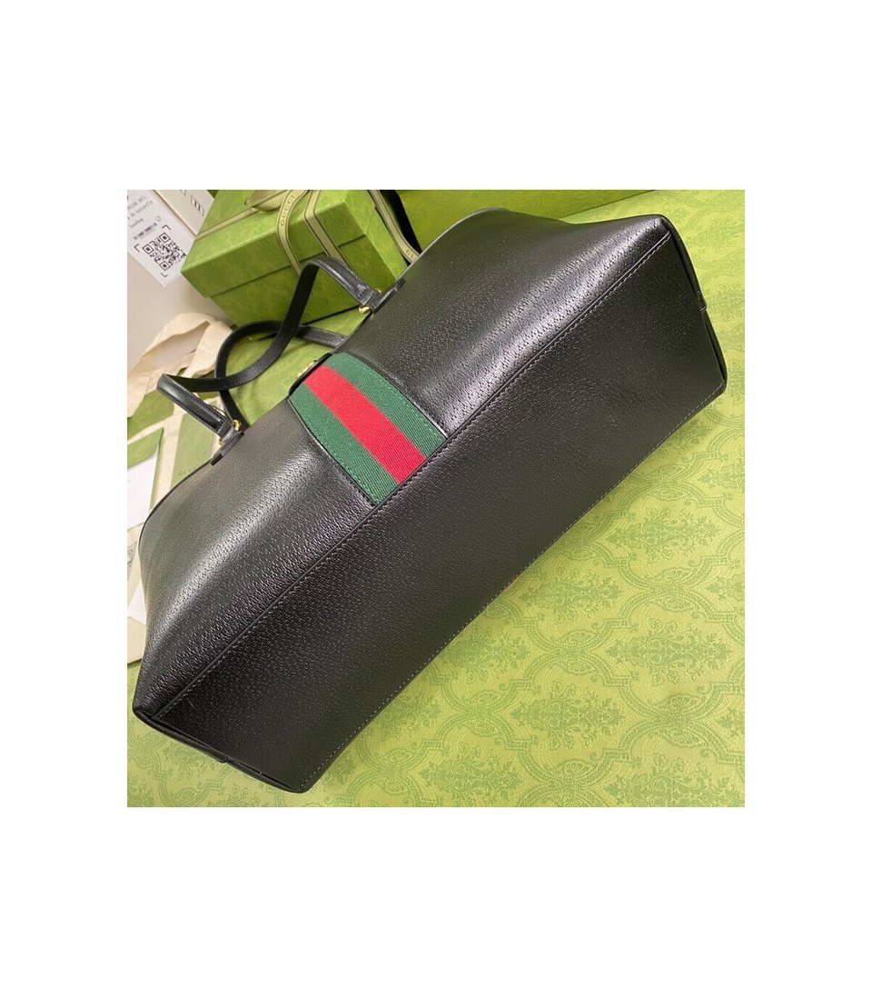 Gucci Ophidia Black Leather Tote Bag with Web Stripe 38cm/15in view 7