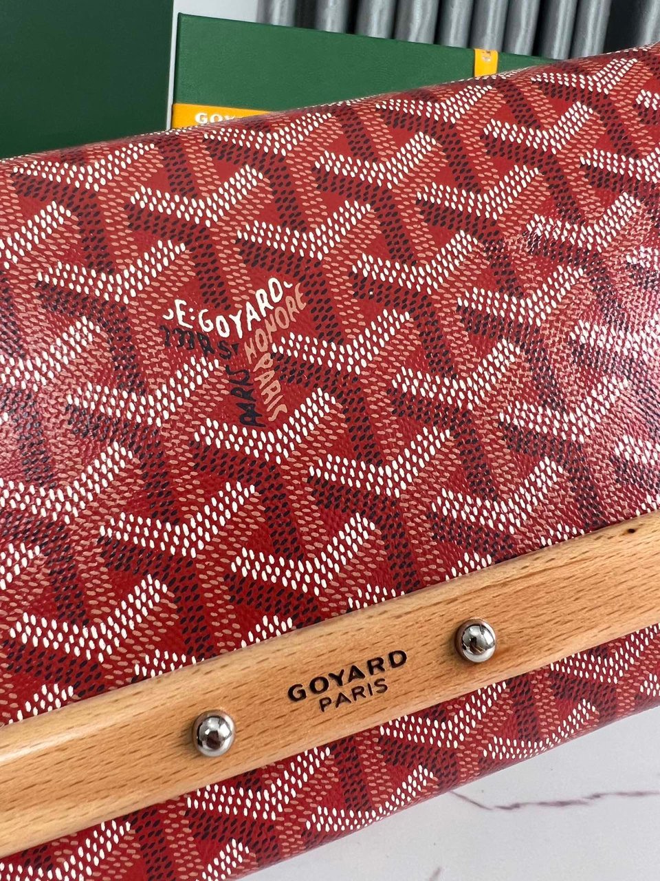 Goyard Monte-Carlo Pm Clutch 25 Cm Classic Red Goyardine Canvas view 9