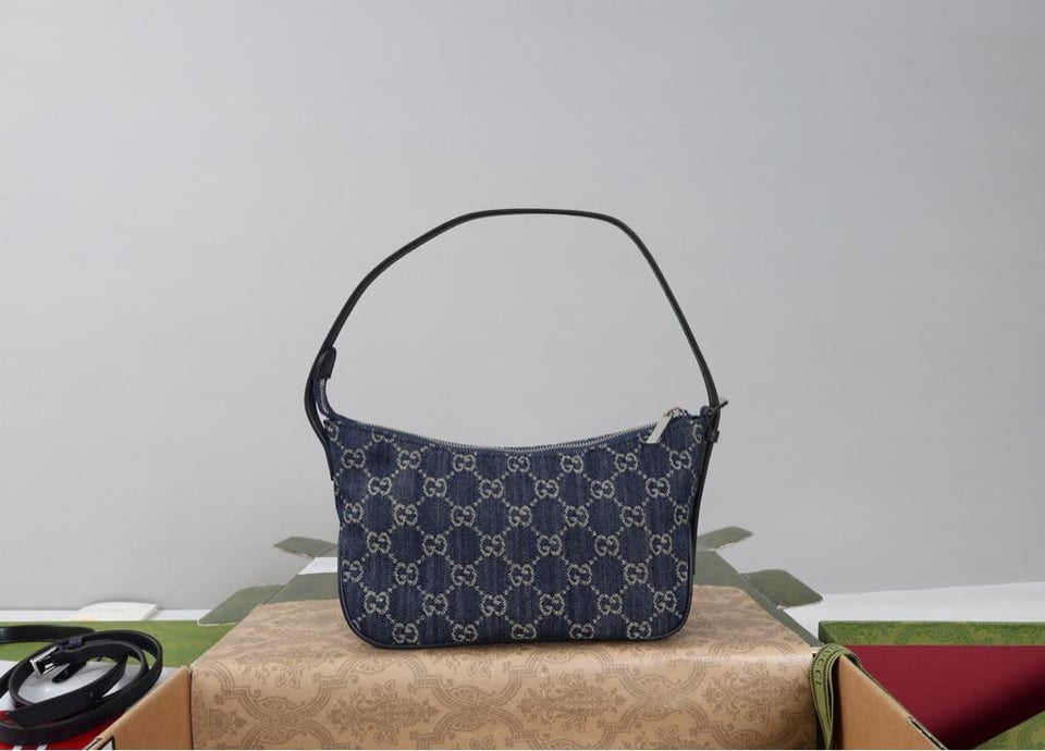 Gucci Lady Lunetta Small Shoulder Bag Dark Blue GG Denim 874743 22cm/8.7in view 6