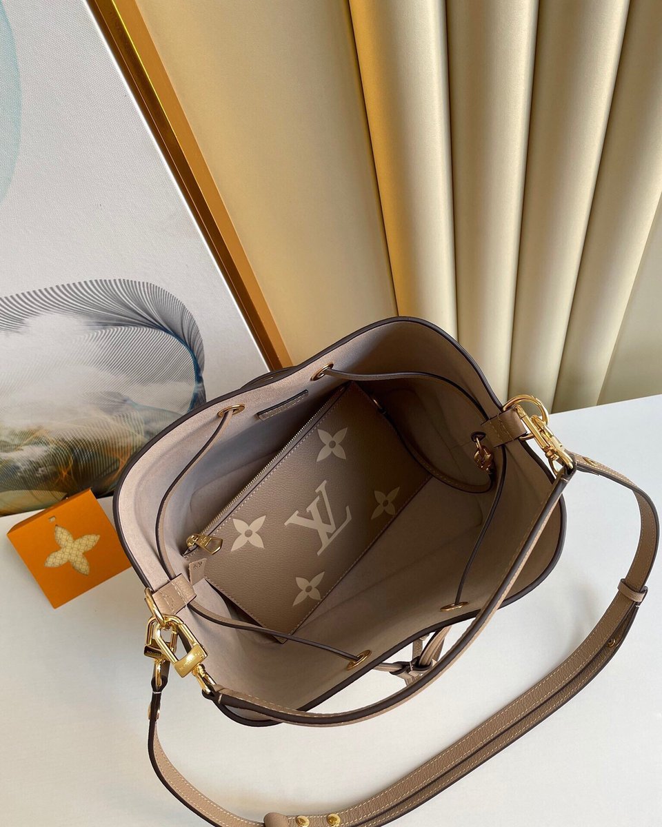 Louis Vuitton Néonoé Mm Bicolor Monogram Empreinte Leather – Women – Handbags Dove/Cream 26cm/ 10.2in view 10