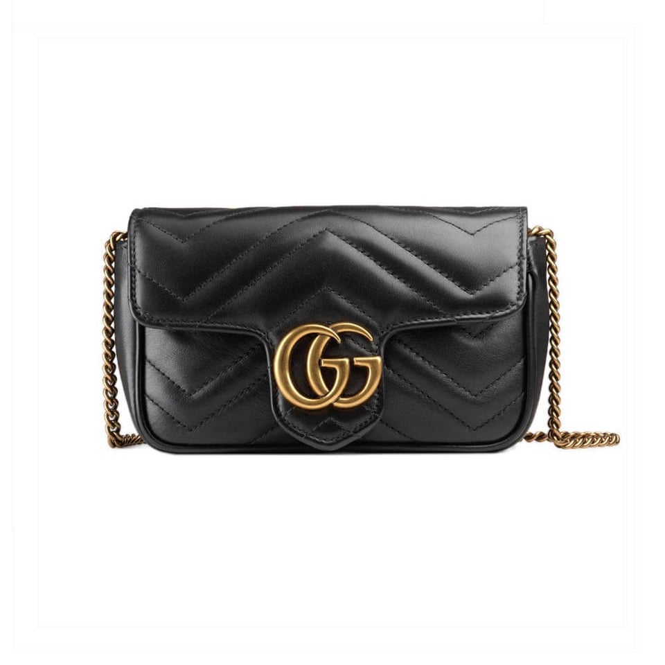 Gucci GG Marmont Matelasse Chevron Leather Super Mini Bag Black view 2