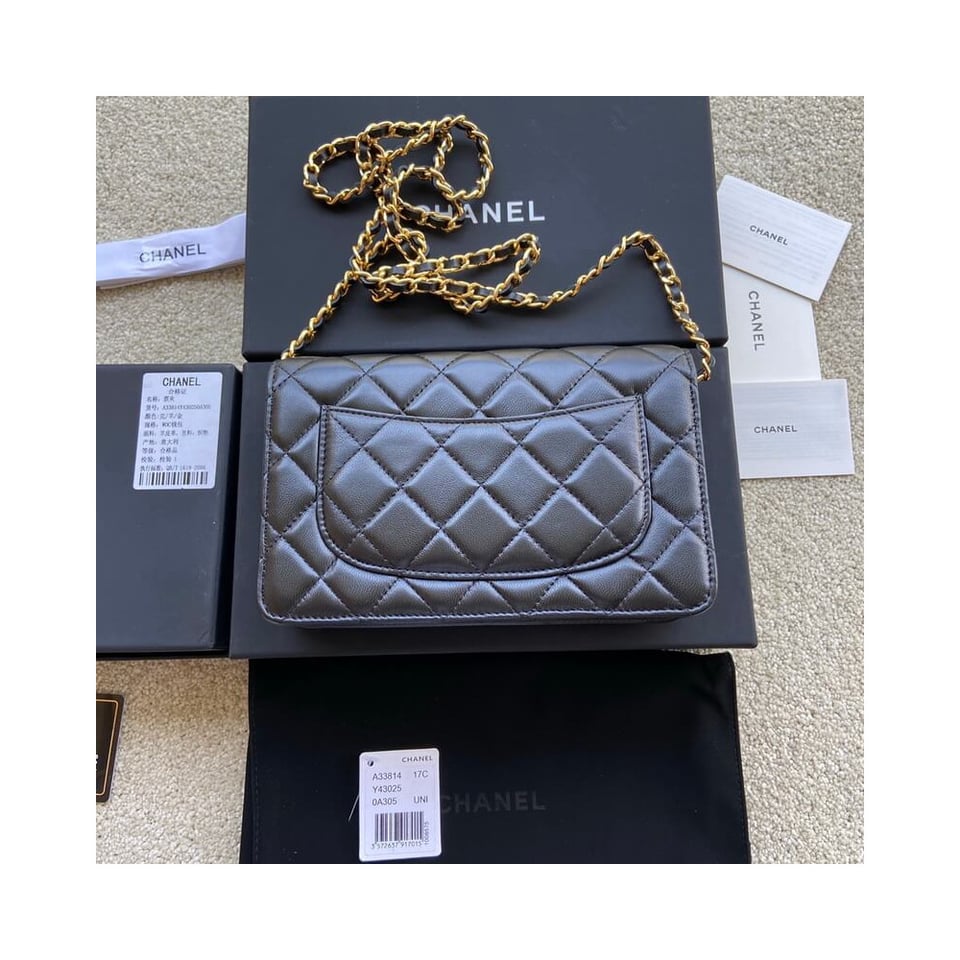 Chanel Lamb Wallet On Chain Woc Black 19cm view 8