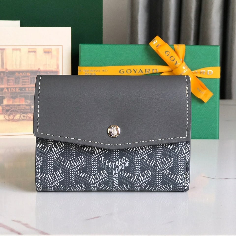 Goyard Saint-Gabriel Wallet 12 Cm Gray Calfskin And Goyardine Canvas view 10