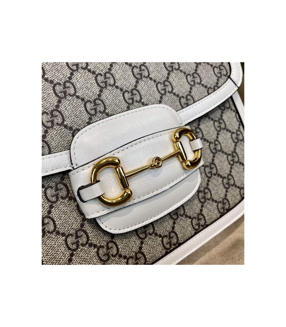 Gucci 1955 Horsebit White GG Supreme Canvas Shoulder Bag 25cm view 12