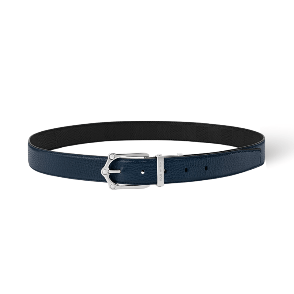 Louis Vuitton LV Navy Blue Frog 30mm Reversible Men Belt M4364S view 2