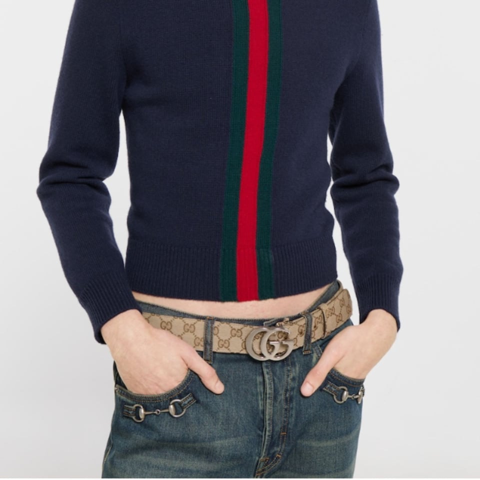 Gucci Flat Marmont Belt Sand GG Canvas 864233 FAFUT 9611 view 3