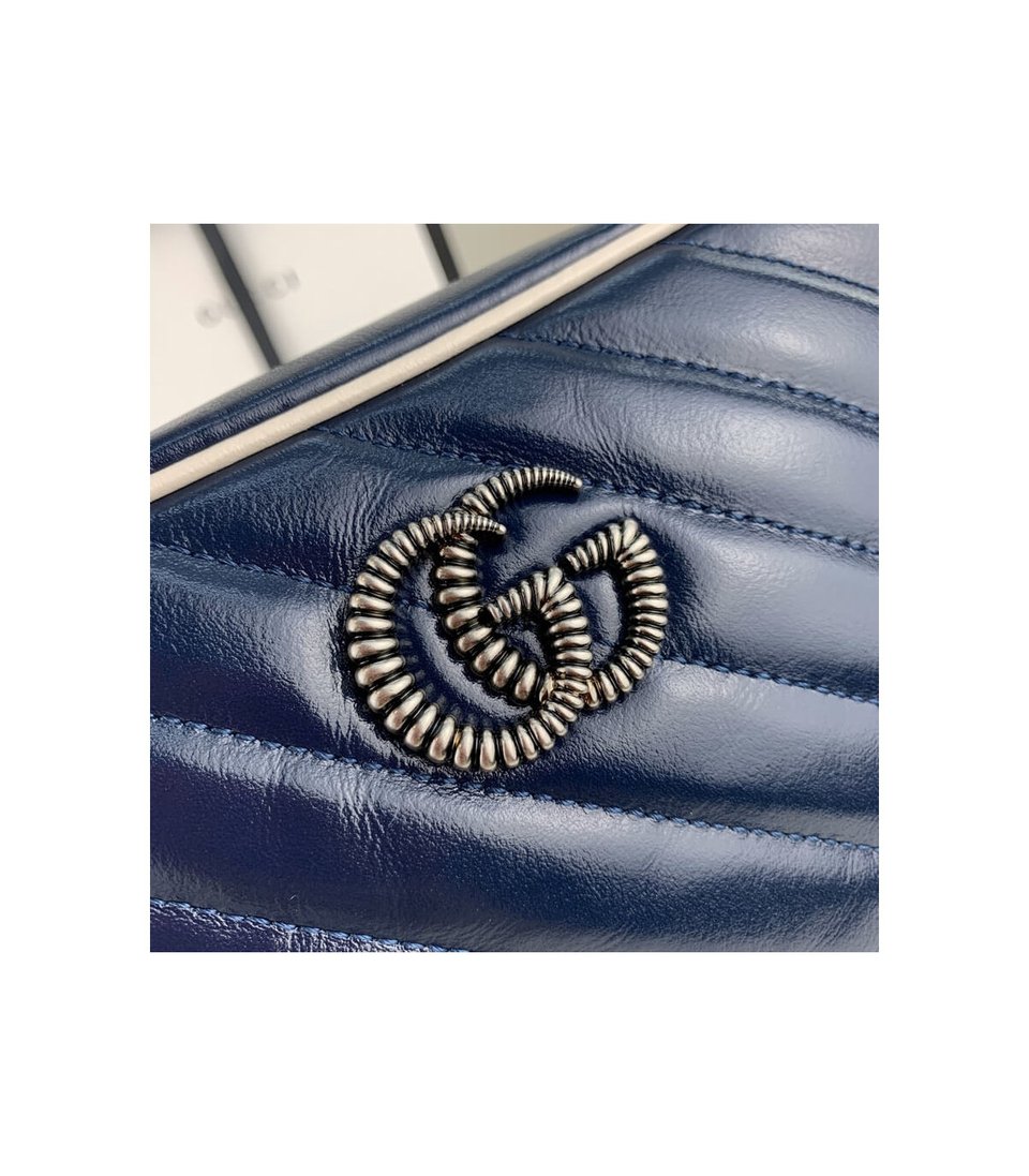 Gucci Diagonal GG Marmont Mini Bag Blue/White view 6