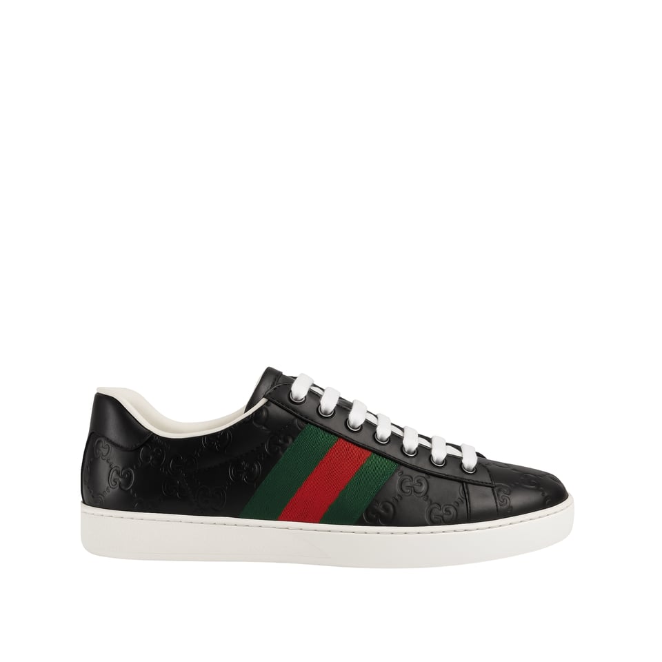 Gucci Ace Black Logo Sneaker 386750 Cwcg0 1070