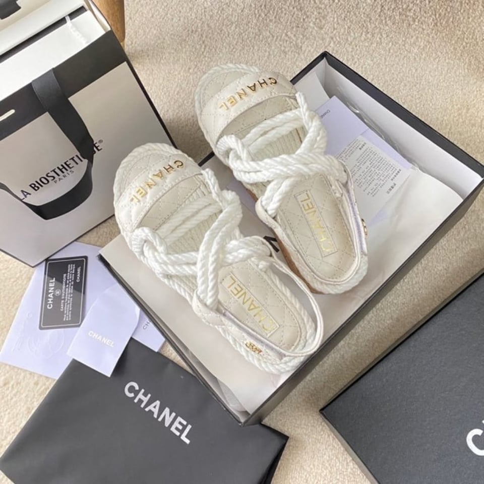 Chanel Rope Sandals Strap White view 4