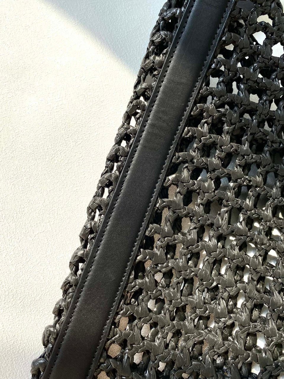 Saint Laurent Raffia And Leather Oxalis Shopping Bag Black 40cm/15.7in view 8