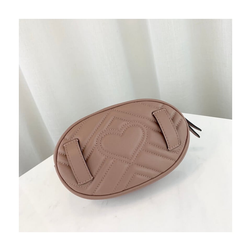 Gucci GG Marmont Matelasse Leather Belt Bag Nude Pink view 8