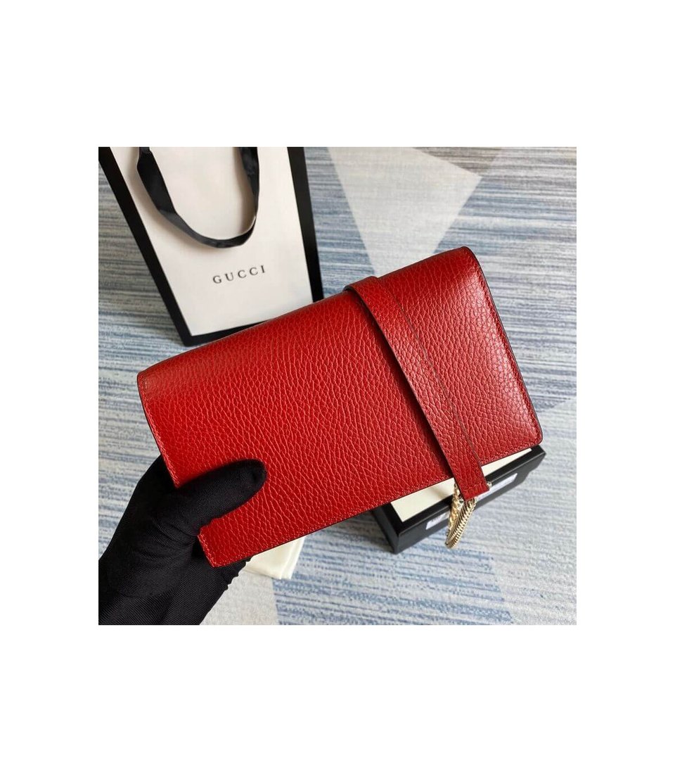 Gucci GG Interlocking Wallet On Chain Red view 6