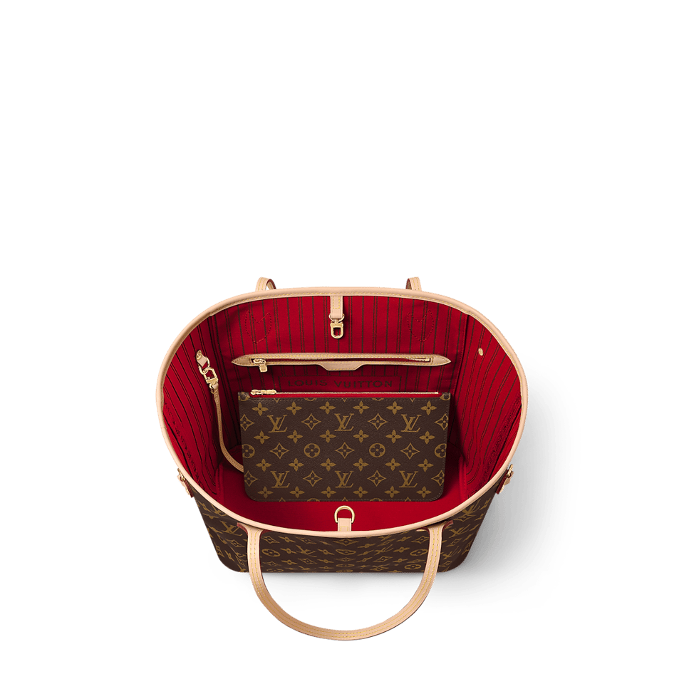 Louis Vuitton Neverfull MM Monogram Canvas Tote Bag Cerise Red 31cm M46987 view 3