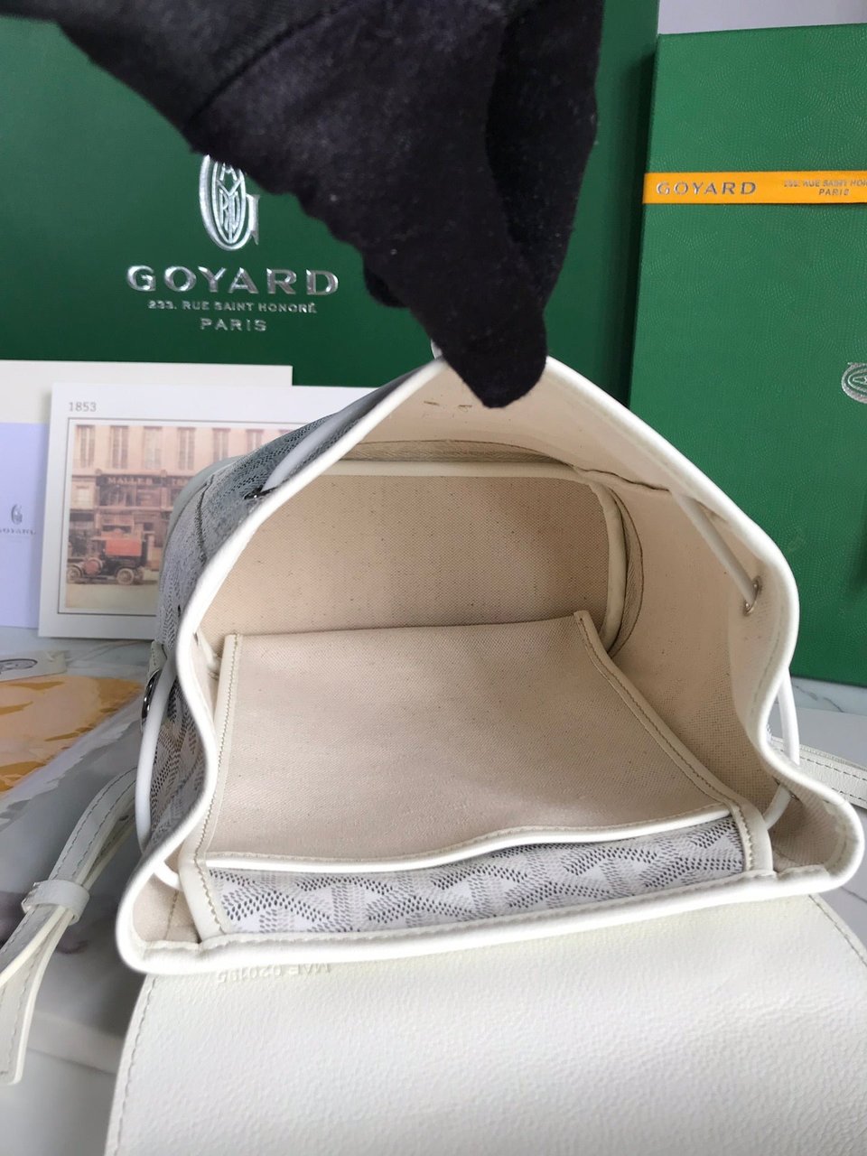 Goyard Alpin Mini Backpack 21 Cm White Lambskin And Goyardine Canvas view 6