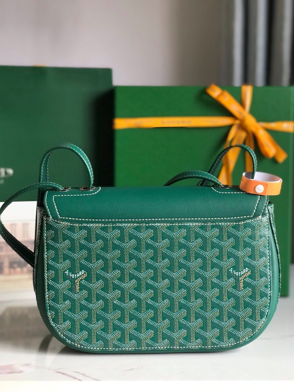 Goyard 233 Bag 25 Cm Green Calfskin And Goyardine Canvas 25cm view 4