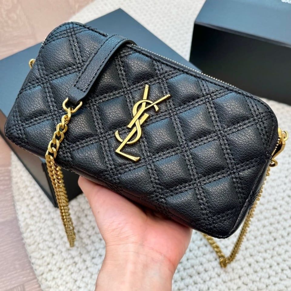Saint Laurent Mini Becky Double Zip Bag Black 20Cm view 7
