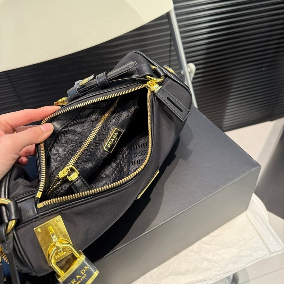 Prada Re Nylon Pouch Black 28Cm view 6