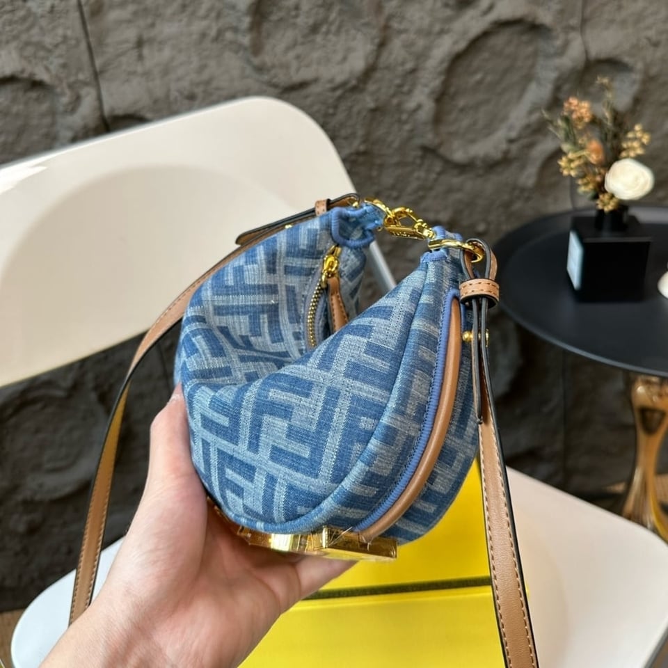 Fendi Fendigraphy Mini Bag Denim Blue Ff 20Cm view 5