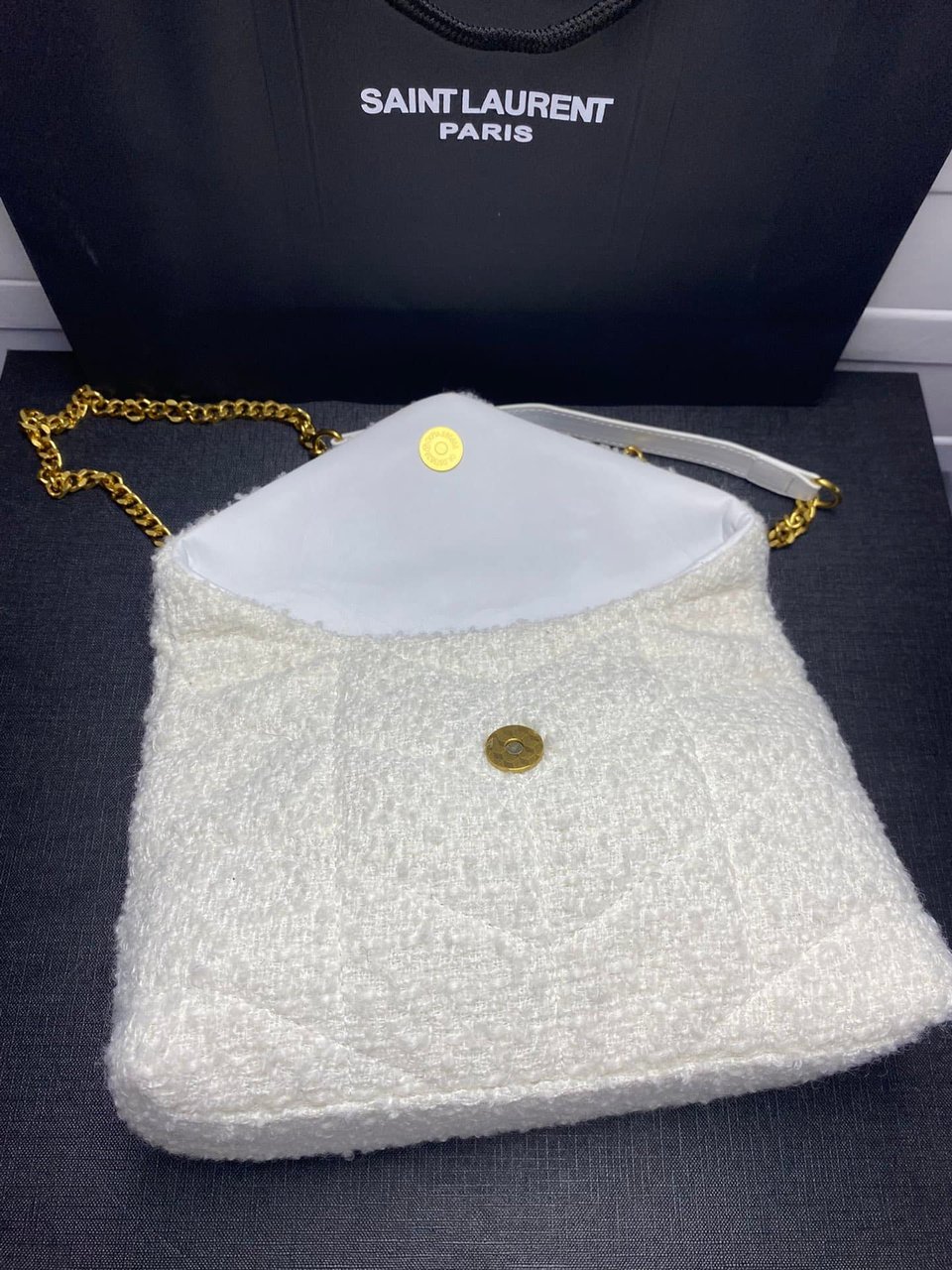 Saint Laurent Small Loulou Boucle Bag White 23Cm view 5