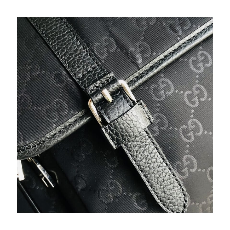 Gucci GG Guccissima Black Medium Nylon Messenger Bag 510334 view 10