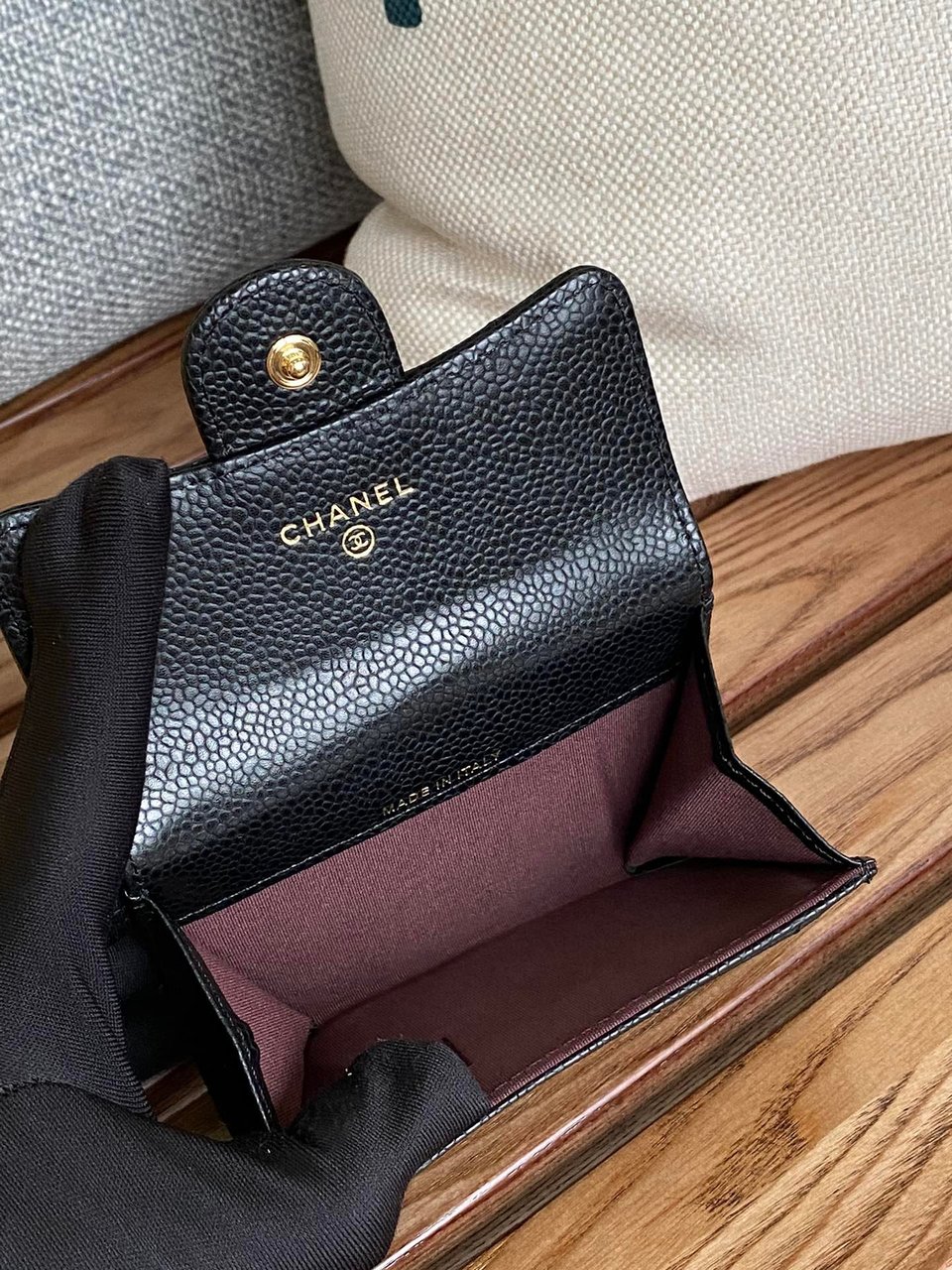 Chanel Small Wallet 11Cm Black Caviar Gold Hardware view 5