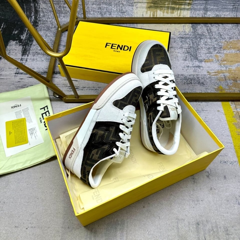 Fendi Match Sneakers Beige And Brown view 6