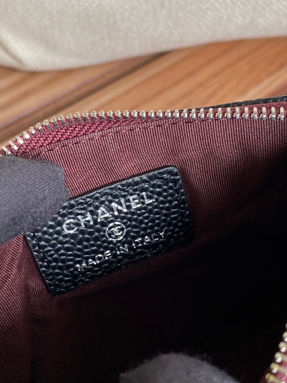 Chanel Zipped Wallet 15 Black Caviar Silver Hardware view 5