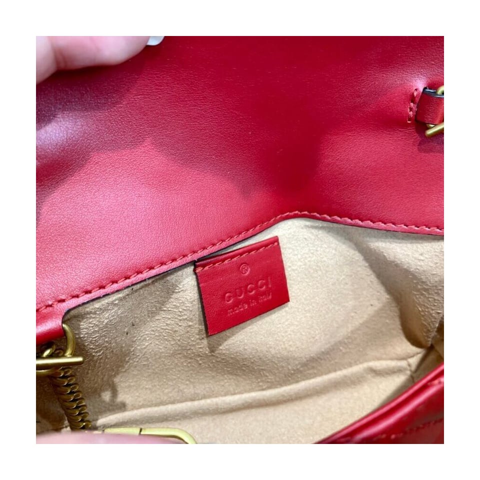 Gucci GG Marmont Matelasse Chevron Leather Super Mini Bag Red view 14