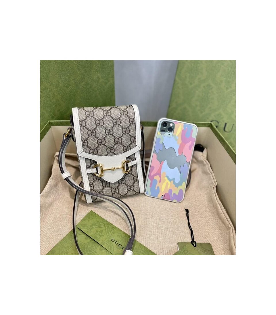 Gucci GG Supreme Horsebit 1955 Mini Bag White view 7